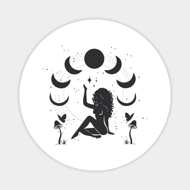 Sitting Mushroom Goddess Magnet by studioaartanddesign